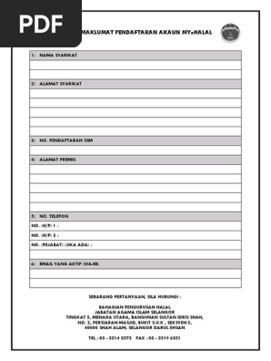 Borang Permohonan Myehalal Pdf