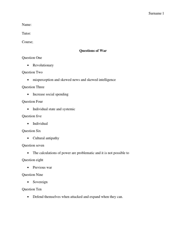 Questions of War | PDF | Social Science