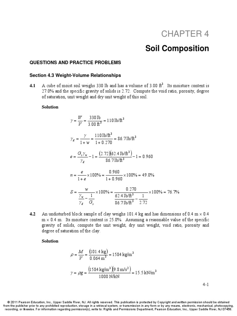 Soil Composition: Questions and Practice Problems Section 4.3 Weight ...