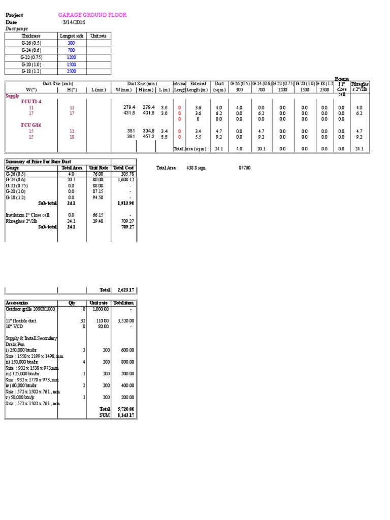 Ducting Table Formula PDF Building Engineering Building Technology