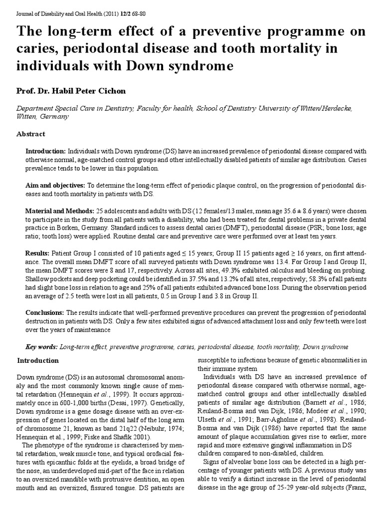 The Long Term Effect of A Preventive Programme On Caries Periodontal