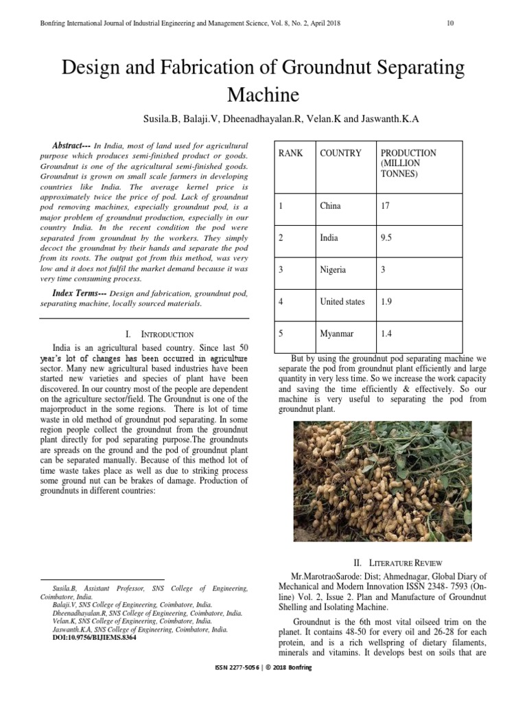 Design and Fabrication of Groundnut Separating Machine | PDF | Peanuts ...