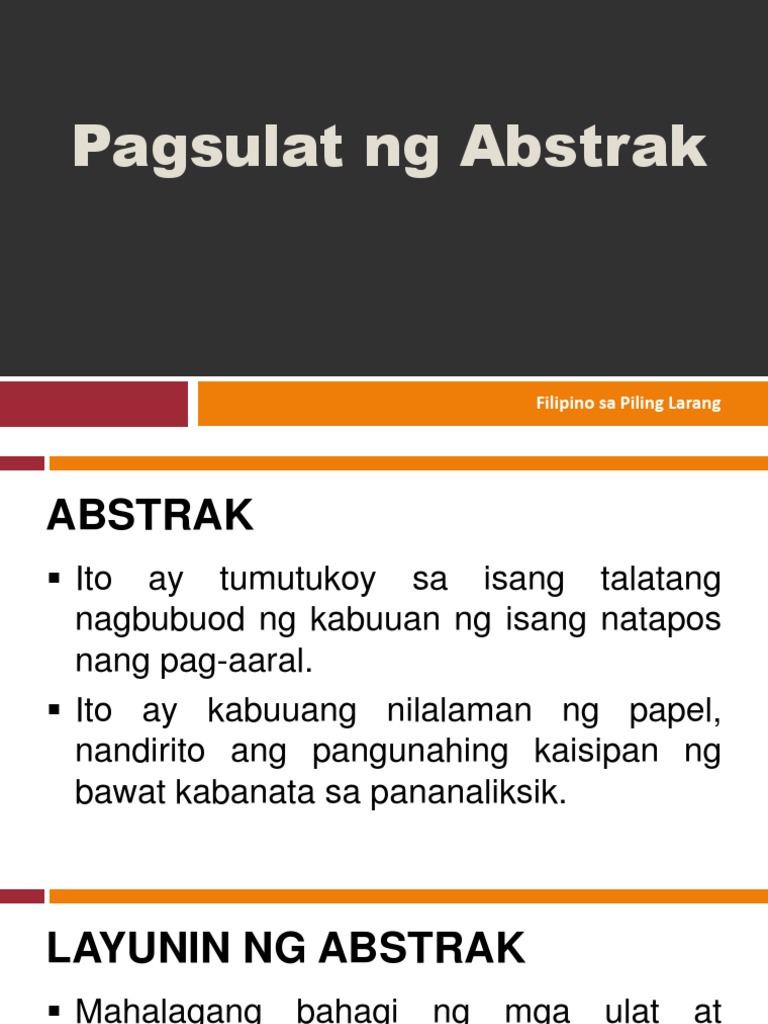 Pagsulat NG Abstrak | PDF