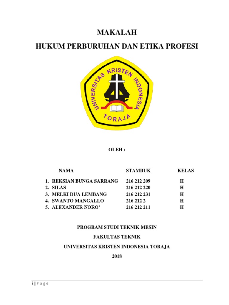 Makalah Hukum Perburuhan Dan Etika Profesi