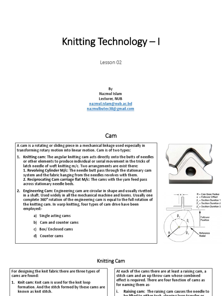 Knitting Basics (Cam & Sinker) PDF Knitting Textiles