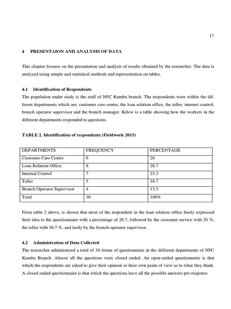 Data Analysis of NFC Kumba Staff | PDF