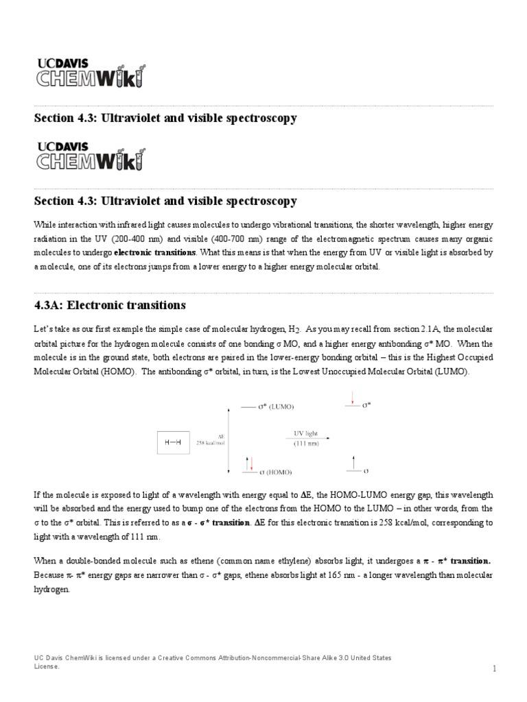 Section4.3 Ultravioletandvisiblespectros PDF | PDF | Ultraviolet ...