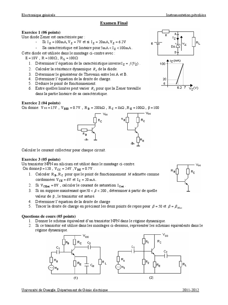 Exercice corrigé sur la diode Zener | PDF | Diode | Composants électriques