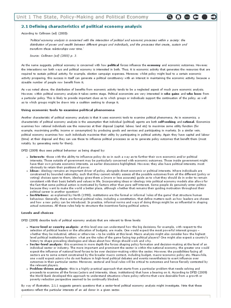 Characteristics of Political Economy Analysis | PDF | Political Economy ...