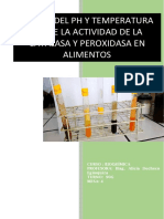 Efecto Del PH y Temperatura Sobre La Actividad Enzimatica de La Catalasa y Peroxidasa