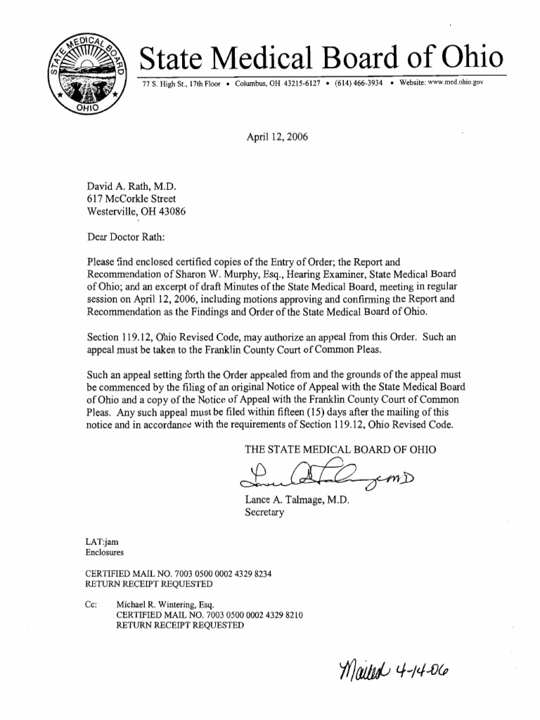 Dr. David Rath Medical Board | PDF | Substance Abuse | Physician