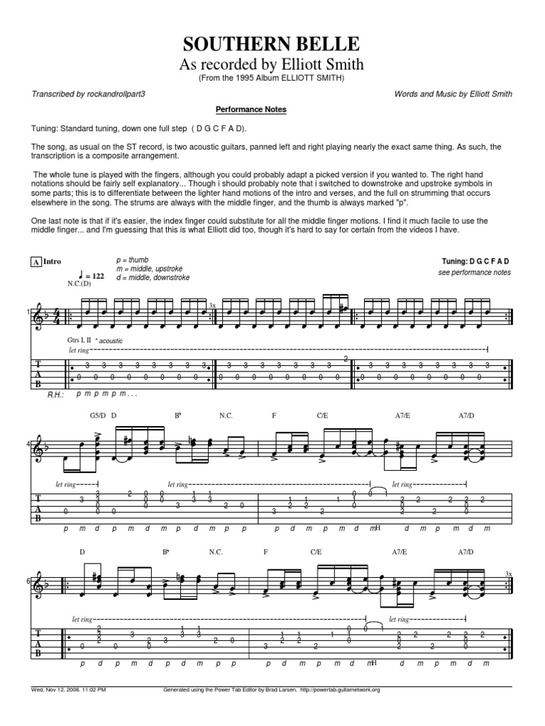Elliott SmithSouthern Belle Guitar PDF Guitars