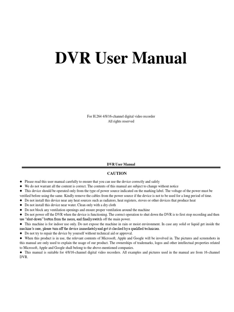 DVR User Manual PDF Digital Video Recorder Menu