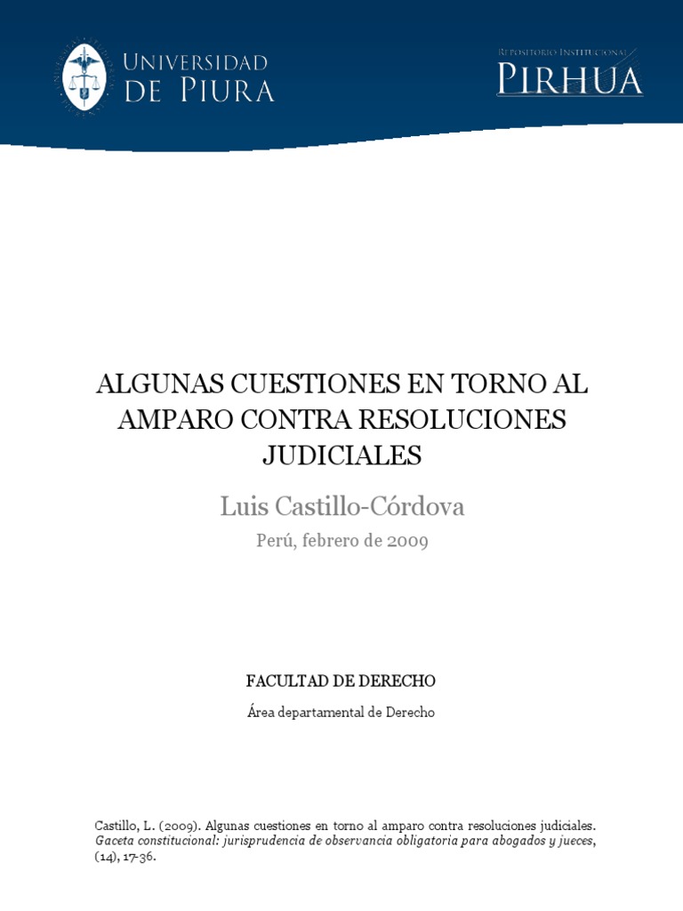 Amparo contra resoluciones judiciales | PDF | Debido al proceso | Caso ...