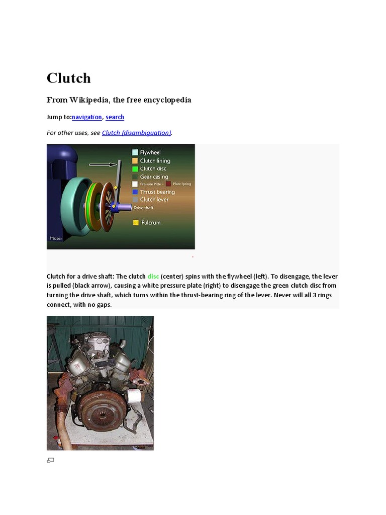Clutch From Wikipedia, The Free Encyclopedia PDF Wheeled Vehicles