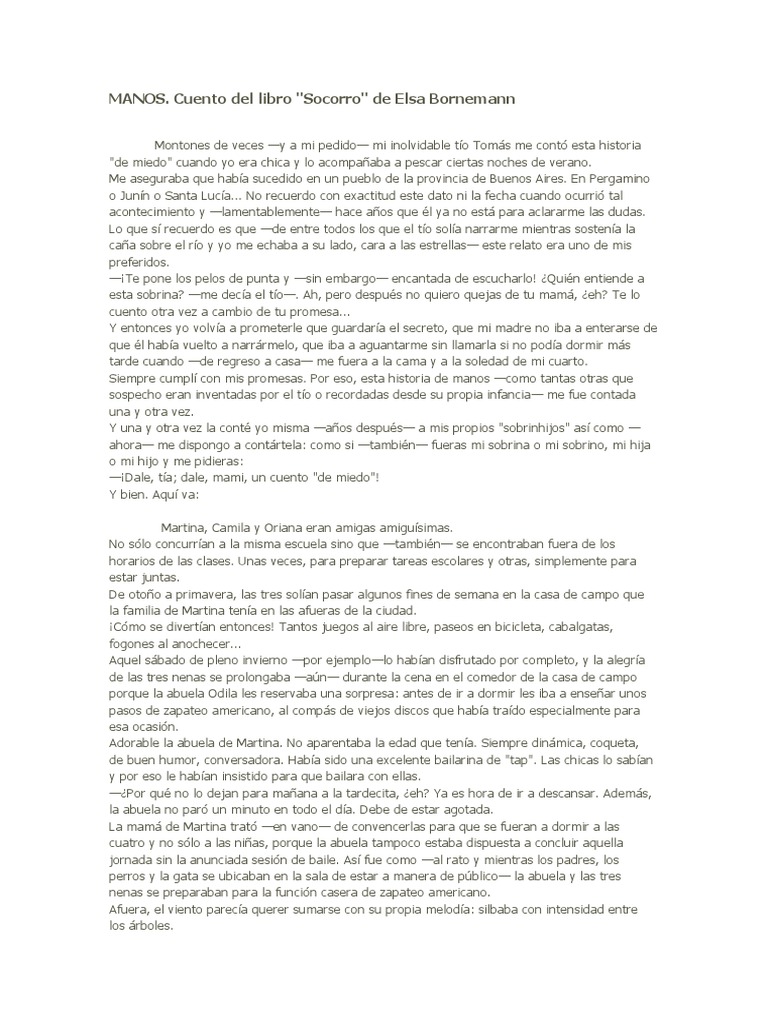 Cuento "Manos" de Elsa Bornemann | PDF | Cuentos | Ocio