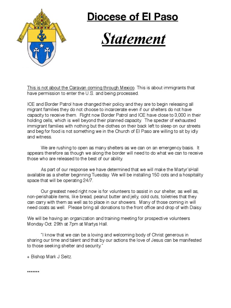 Statement: Diocese of El Paso | PDF