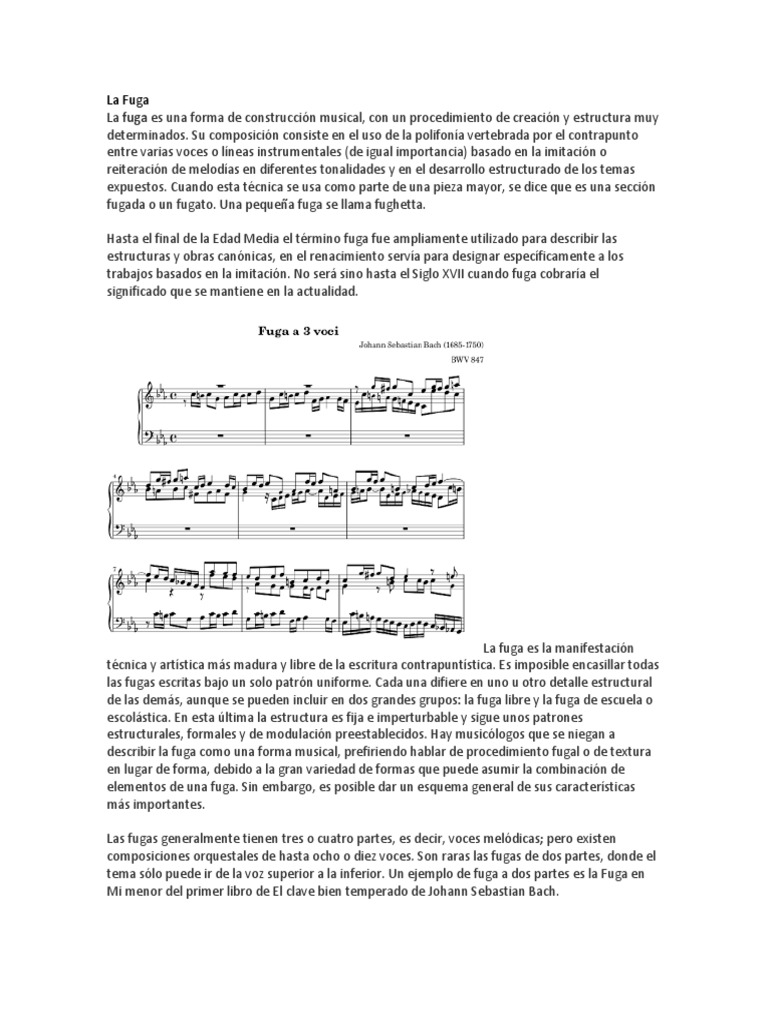 Significado y análisis de la fuga musical | PDF | Musicología | Formas ...