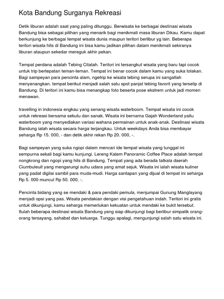 Tempat Wisata Alam Di Bandung Gratis Inspirasi Wisata Indonesia