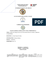 Código de Ética de La Universidad y Del Ministerio de Salud Pública.