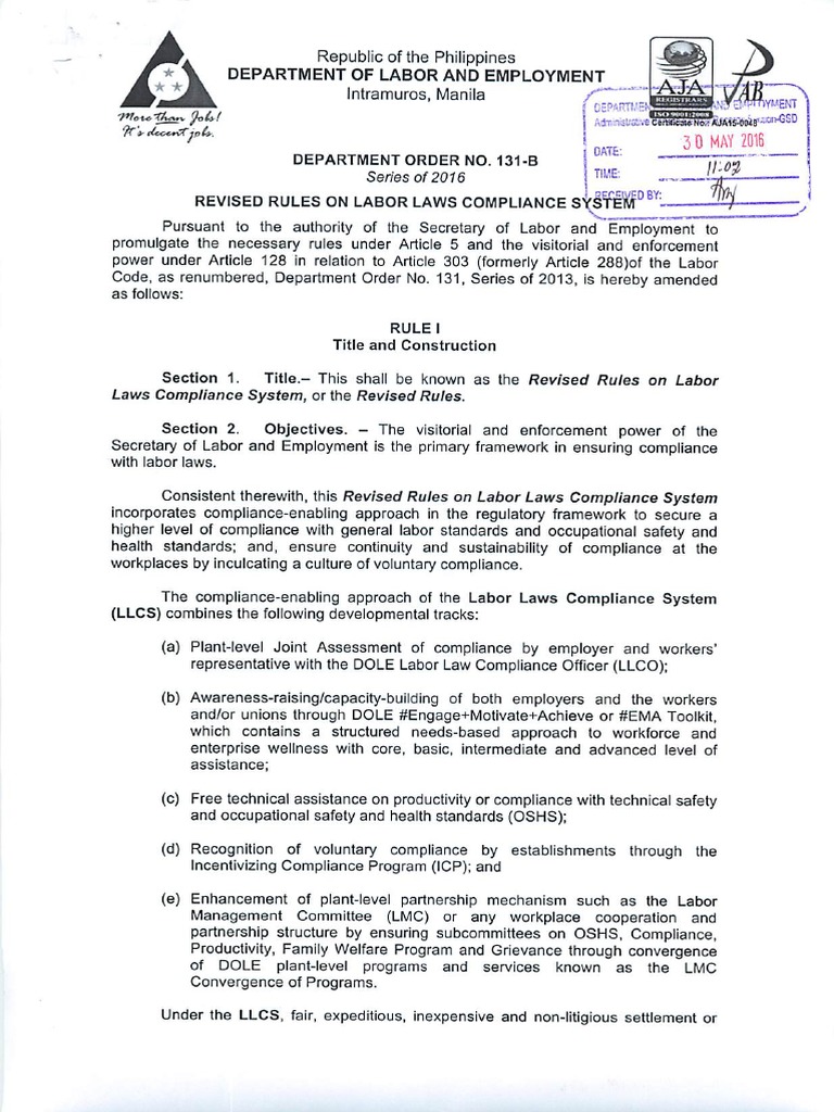 Dept Order No - 131-B-16 PDF | PDF