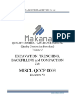 MISCL-QCCP-0003: Excavation, Trenching, Backfilling and Compaction