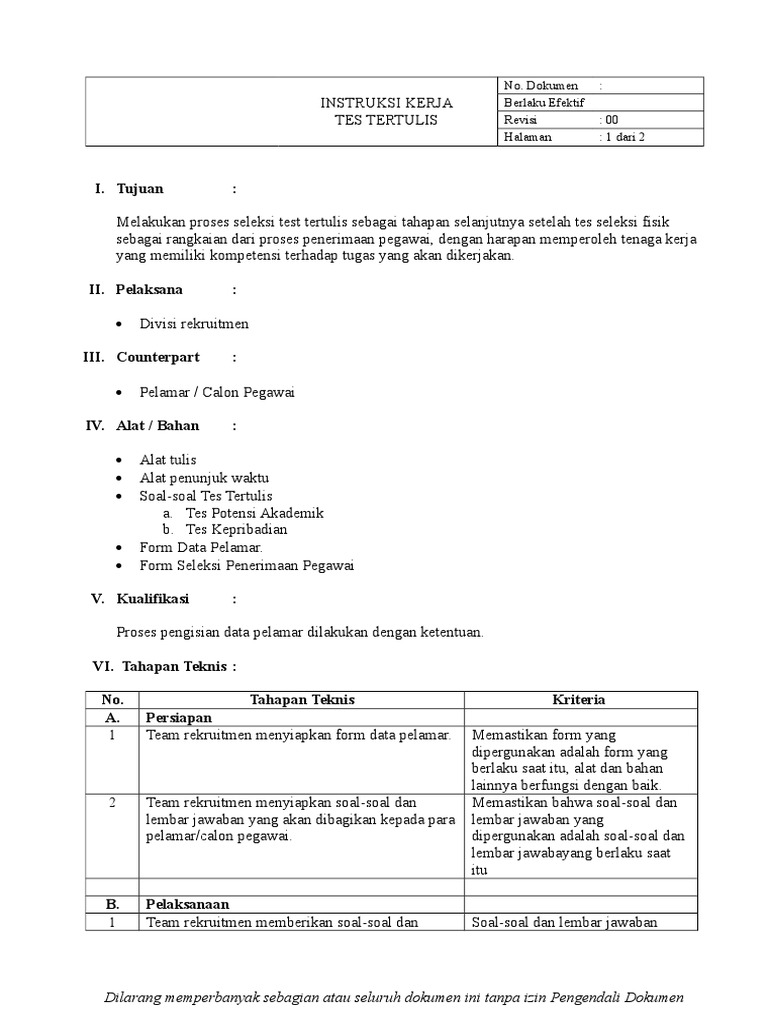 18 Contoh Tes Tertulis