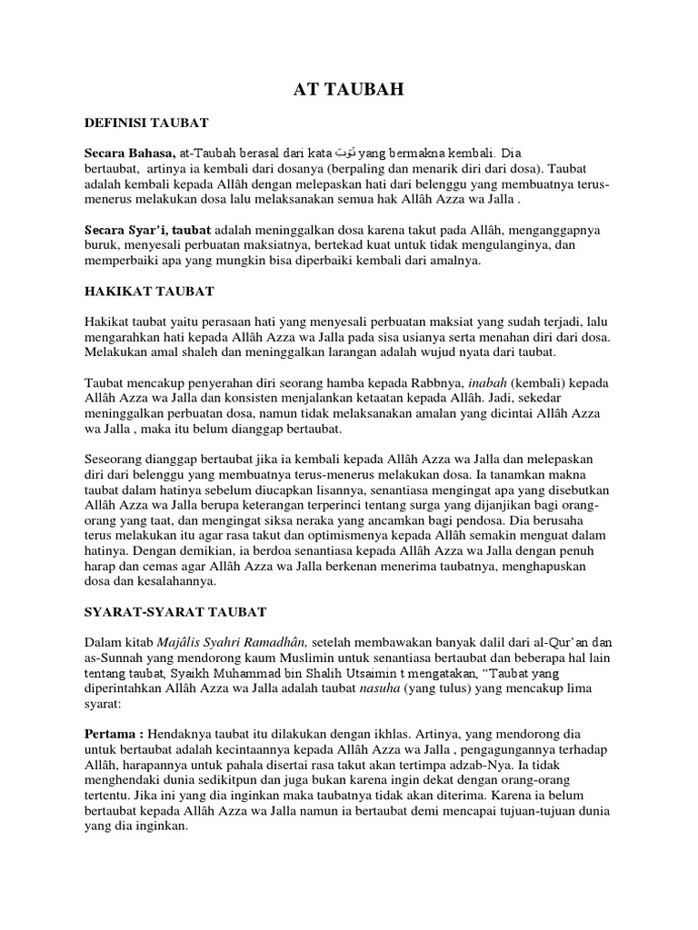 Materi Pengajian Angkatan At Taubah