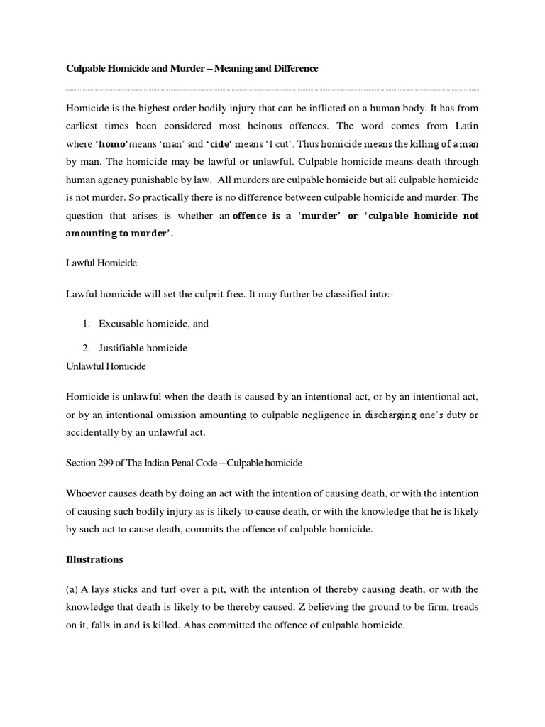 Culpable Homicide Meaning In Tamil Pdf