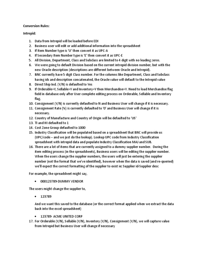 Intrepid Data Conversion Guidelines | PDF | Spreadsheet | Databases