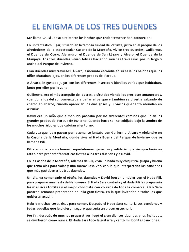 El Enigma De Los Tres Duendes Ocio