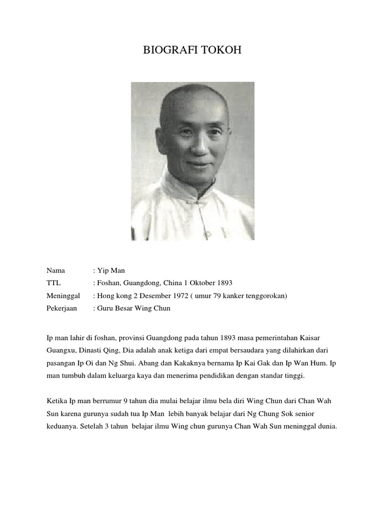 Biografi Yip Man: Guru Wing Chun | PDF