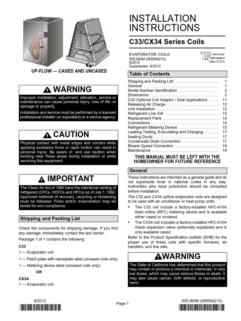 Lennox CX34 CX33 Coils Installation Manual PDF | PDF