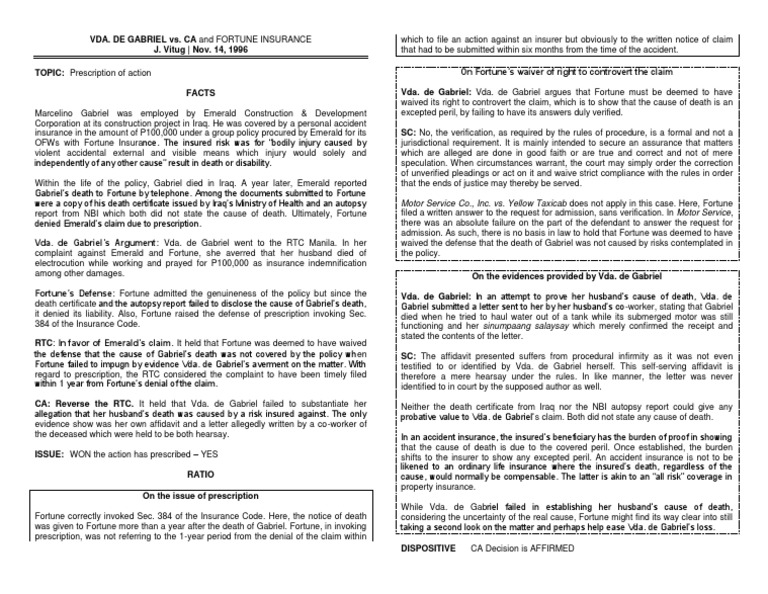 Prescription of Action Court Affirms Dismissal of Widow's Claim Due to