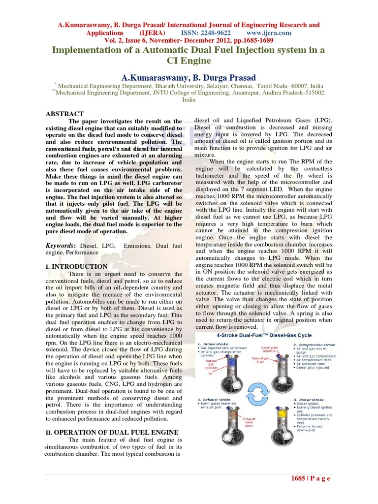 Implementation of A Automatic Dual Fuel Injection System in A CI Engine PDF Diesel Engine