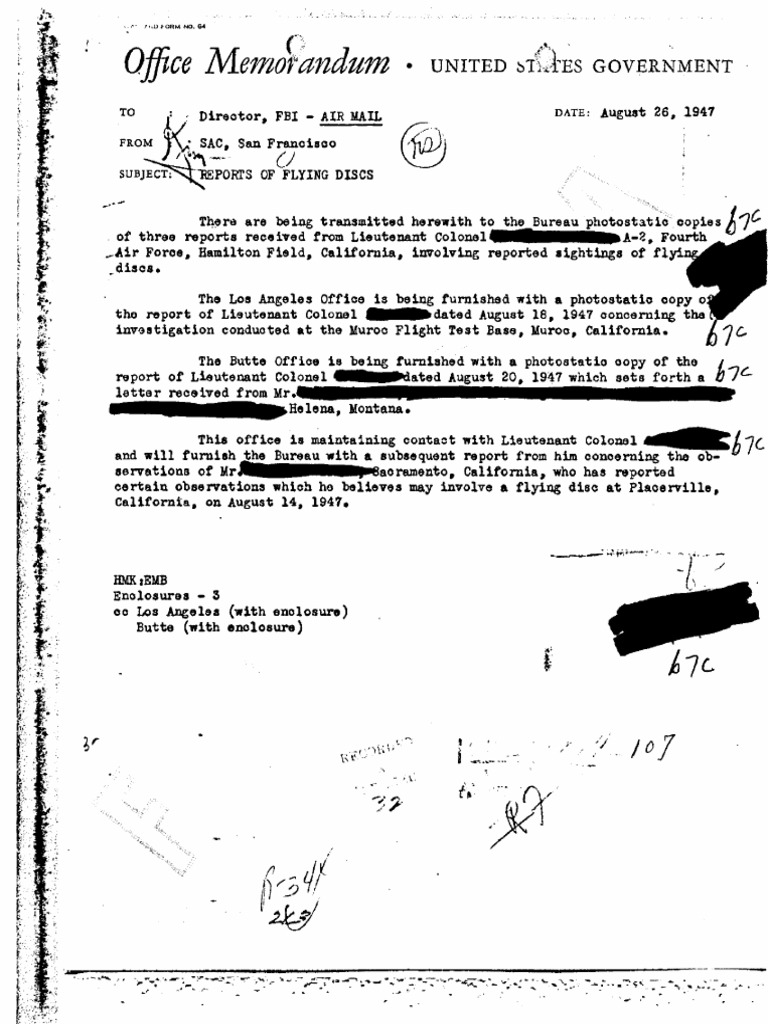 Documentos Del FBI 1947 1954 | PDF | Unidentified Flying Object ...