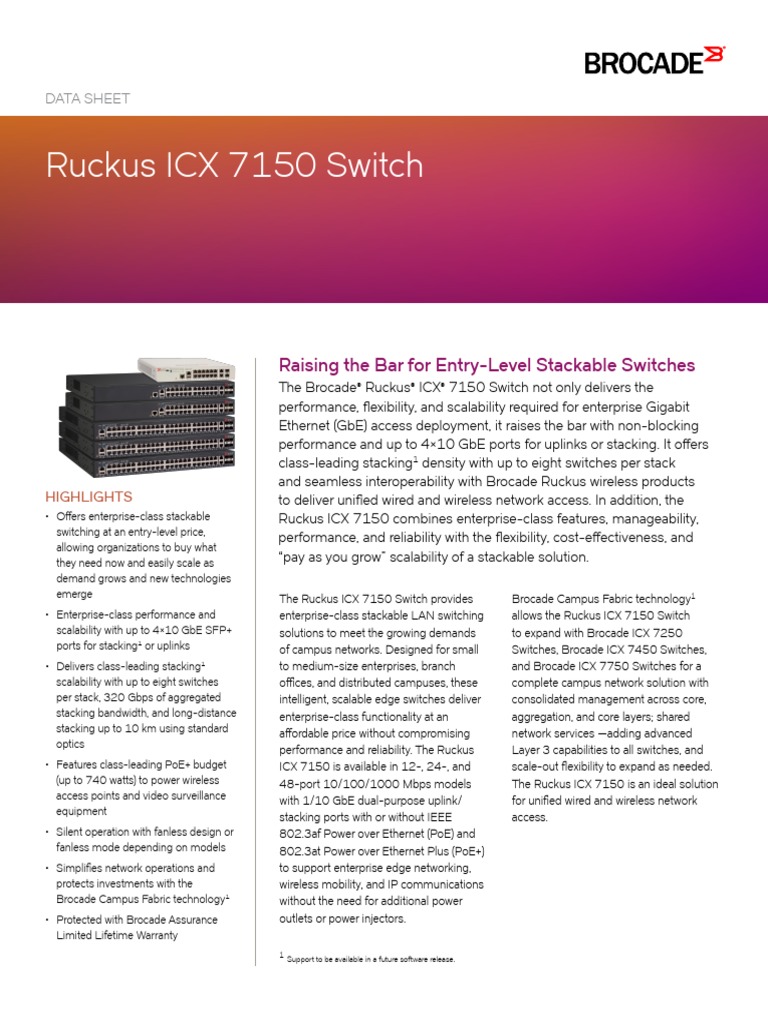 Ruckus ICX 7150 Switch Datasheet | PDF | Network Switch | Computer Network