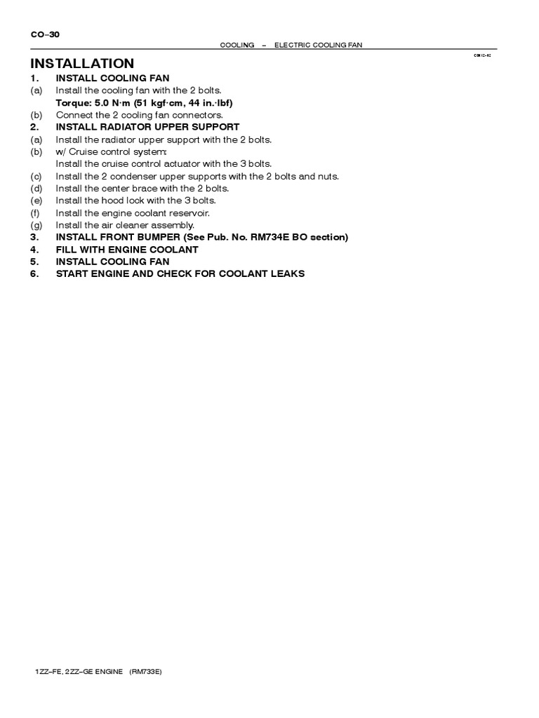 Toyota Corolla Cooling System Setup | PDF