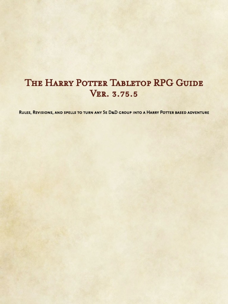 Harry Potter Tabletop RPG Guidebook Ver. 3.75.5 PDF Magician (Fantasy) Harry Potter Universe