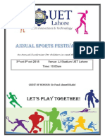 LET'S PLAY Together!: 3 Oct-9 Oct 2018 Venue: JJ Stadium UET Lahore Time: 10:00am