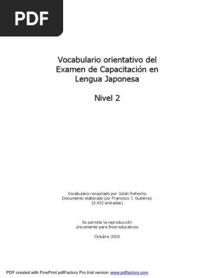 Vocabulario Lengua Japonesa 02 Pdf Naturaleza