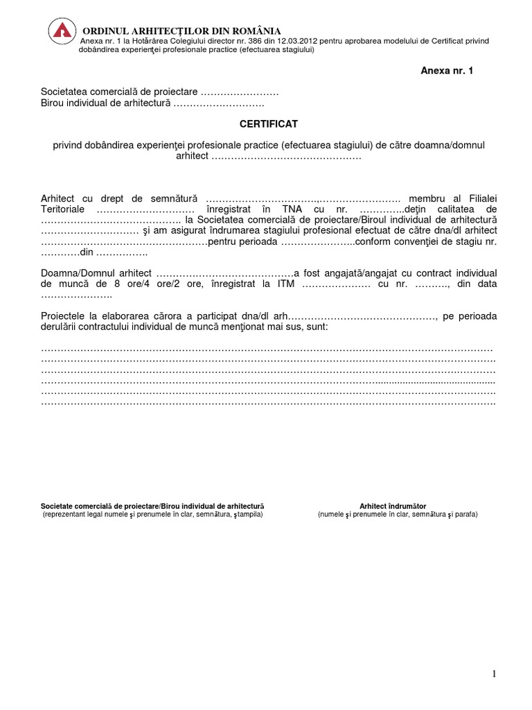Model Certif Elib Indrumator Stagiu Anexa 1 PDF | PDF