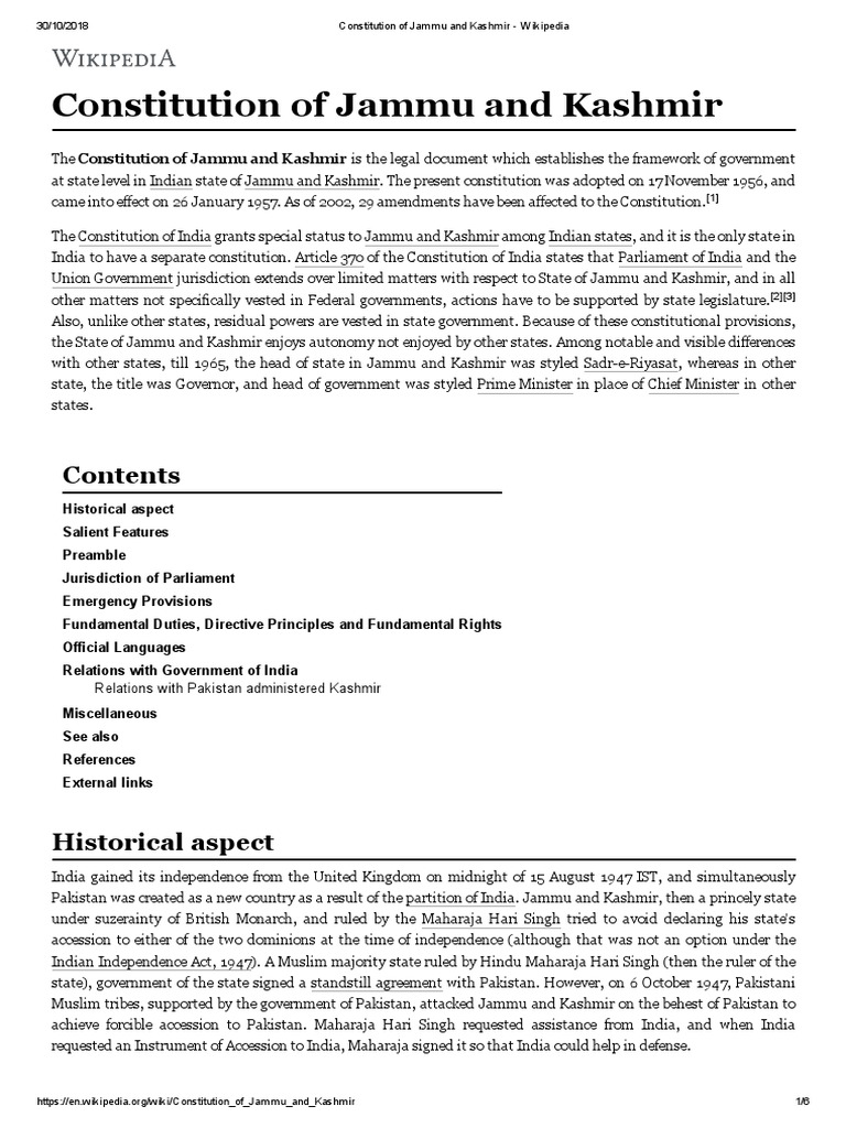 Constitution of Jammu and Kashmir PDF Legal Documents