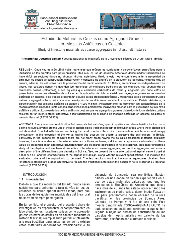 Estudio de Materiales Calizos Como Agregado Grueso en Mezclas ...