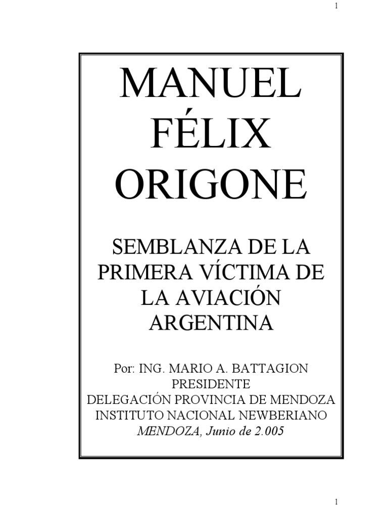 Manuel Félix Origone PDF PDF Globo (Aeronáutica) Avión