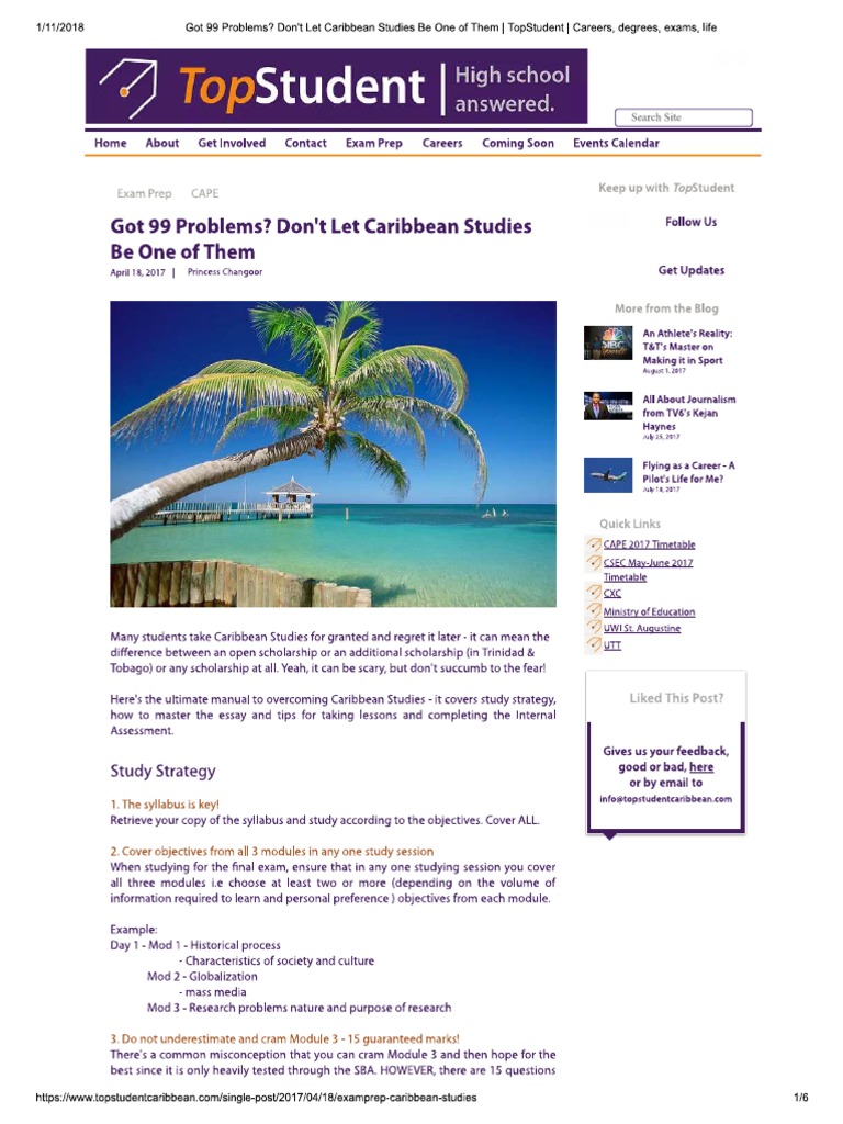 Caribbean studies essay questions and answers image