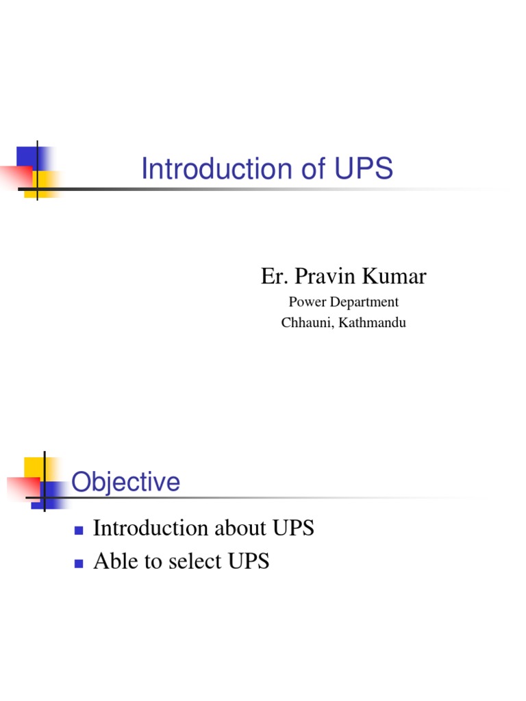 Introduction of UPS: Er. Pravin Kumar | Download Free PDF | Power ...