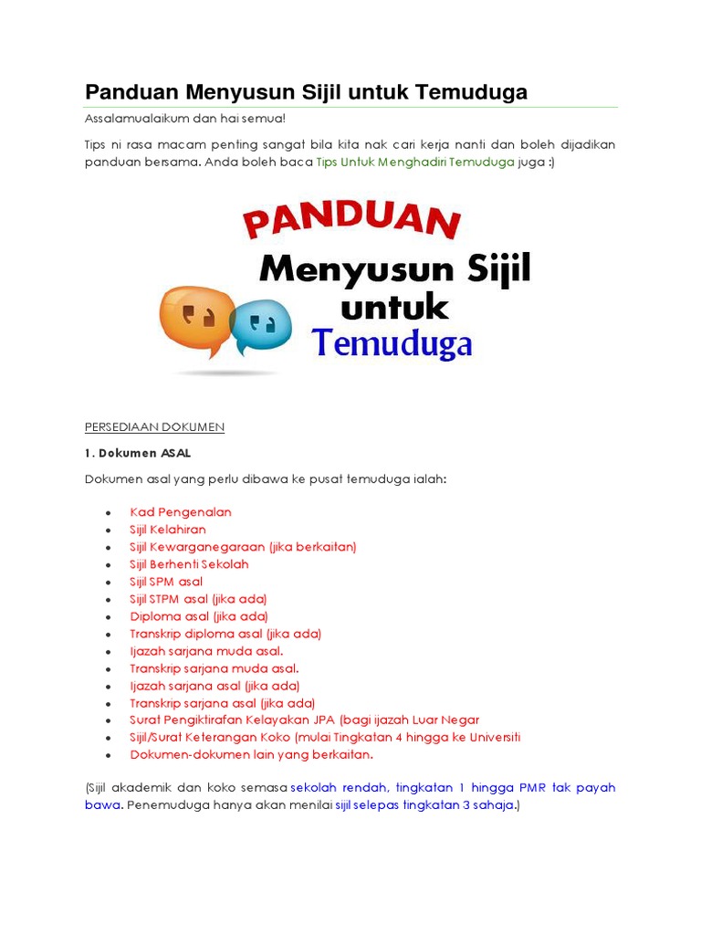 Panduan Menyusun Sijil Untuk Temuduga  PDF