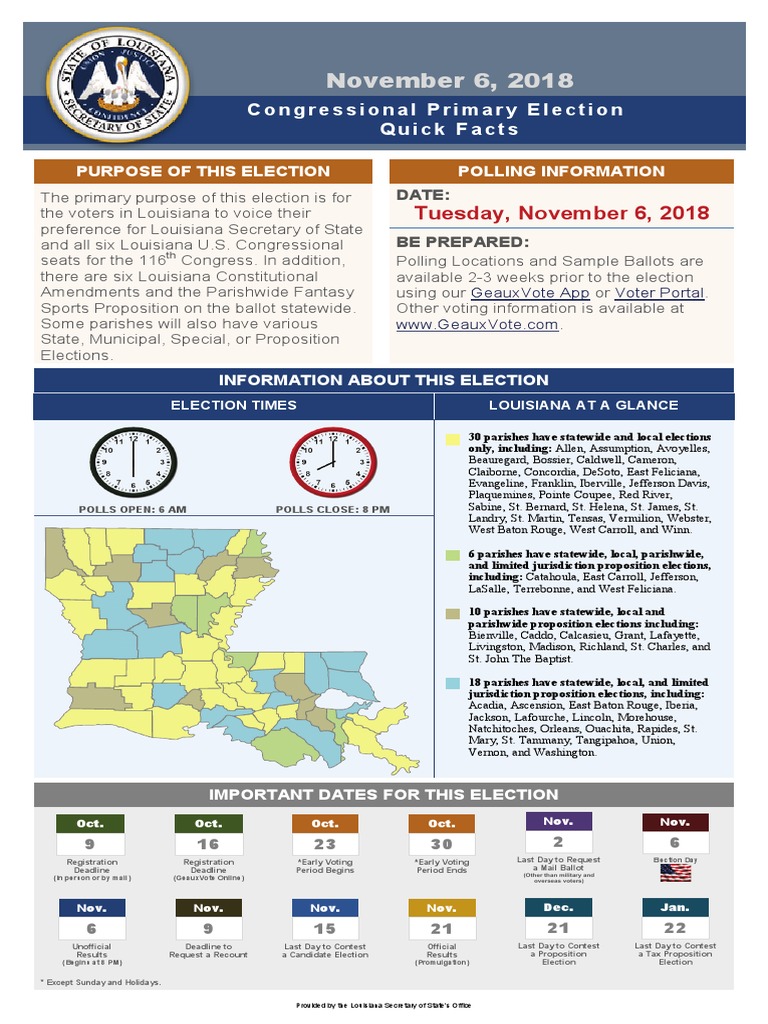 LouisianaElectionQuickFacts PDF PDF Louisiana Elections