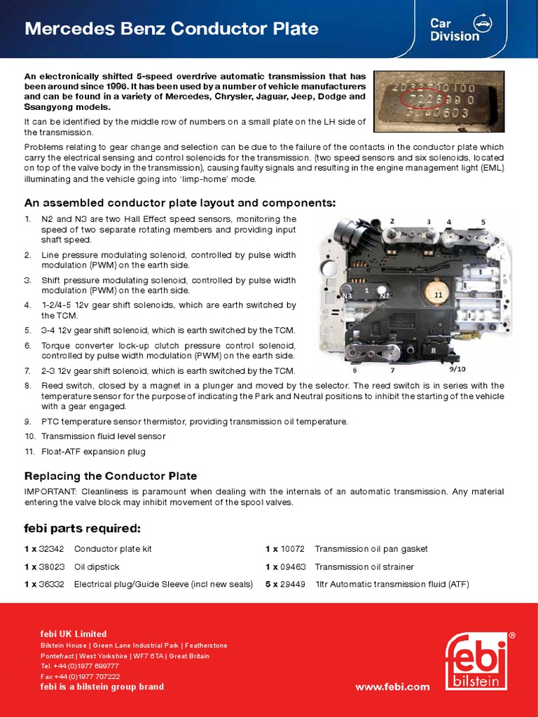 Mercedes 722.9 Conductor Plate Guide | PDF | Automatic Transmission ...
